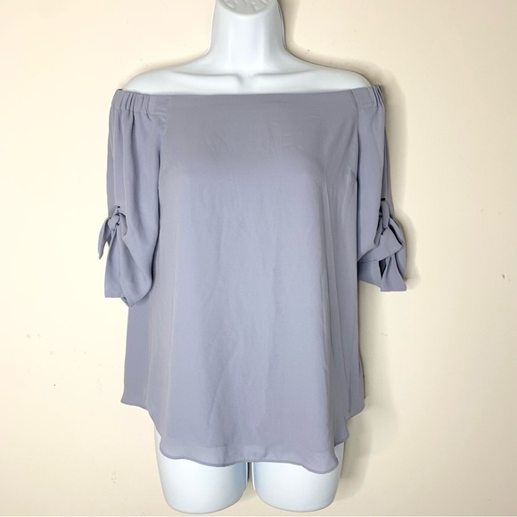 Aritzia Babaton Women's Blouse Malik Top Off The Shoulders Tie Sleeve Purple XS - Picture 7 of 16